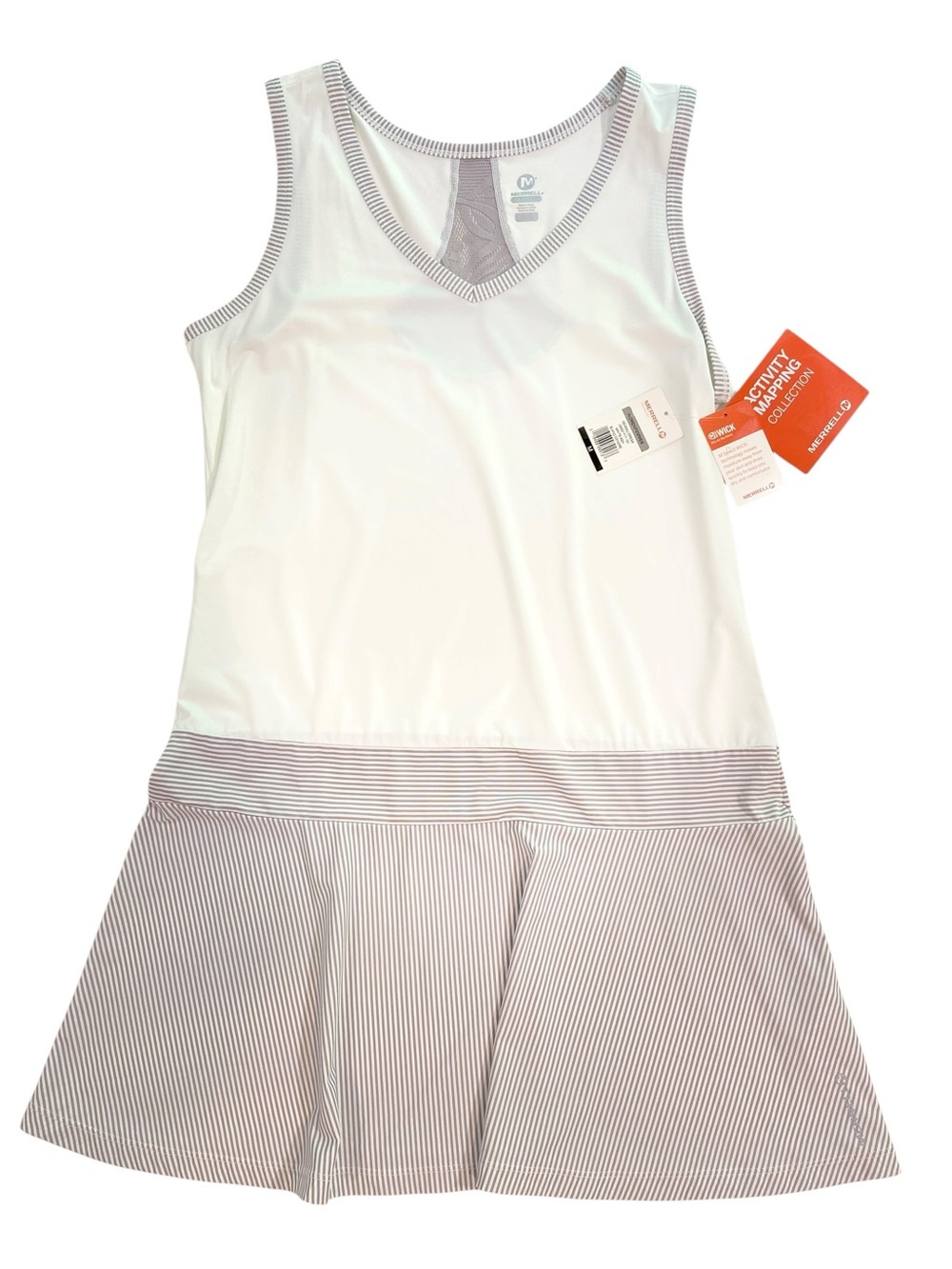 Merrell Active Dress Womens Medium White Gray Striped Athletic Tennis Golf NWT